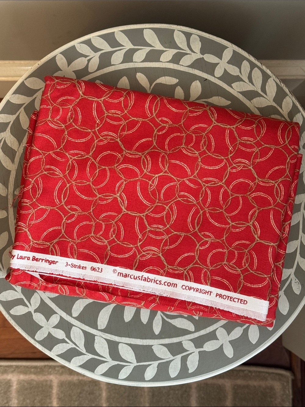 Marcus Fabrics Red Baseball Print 3-Strikes Cotton by Laura Berringer 2 Yards